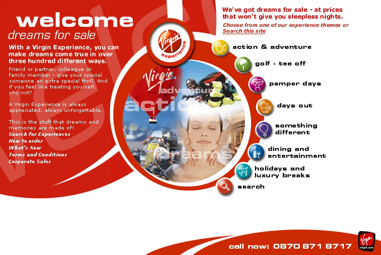 Virgin web site design